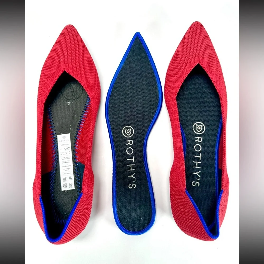 Rothy’s The Point Chili Red Ballet Flats Shoes Size W 7